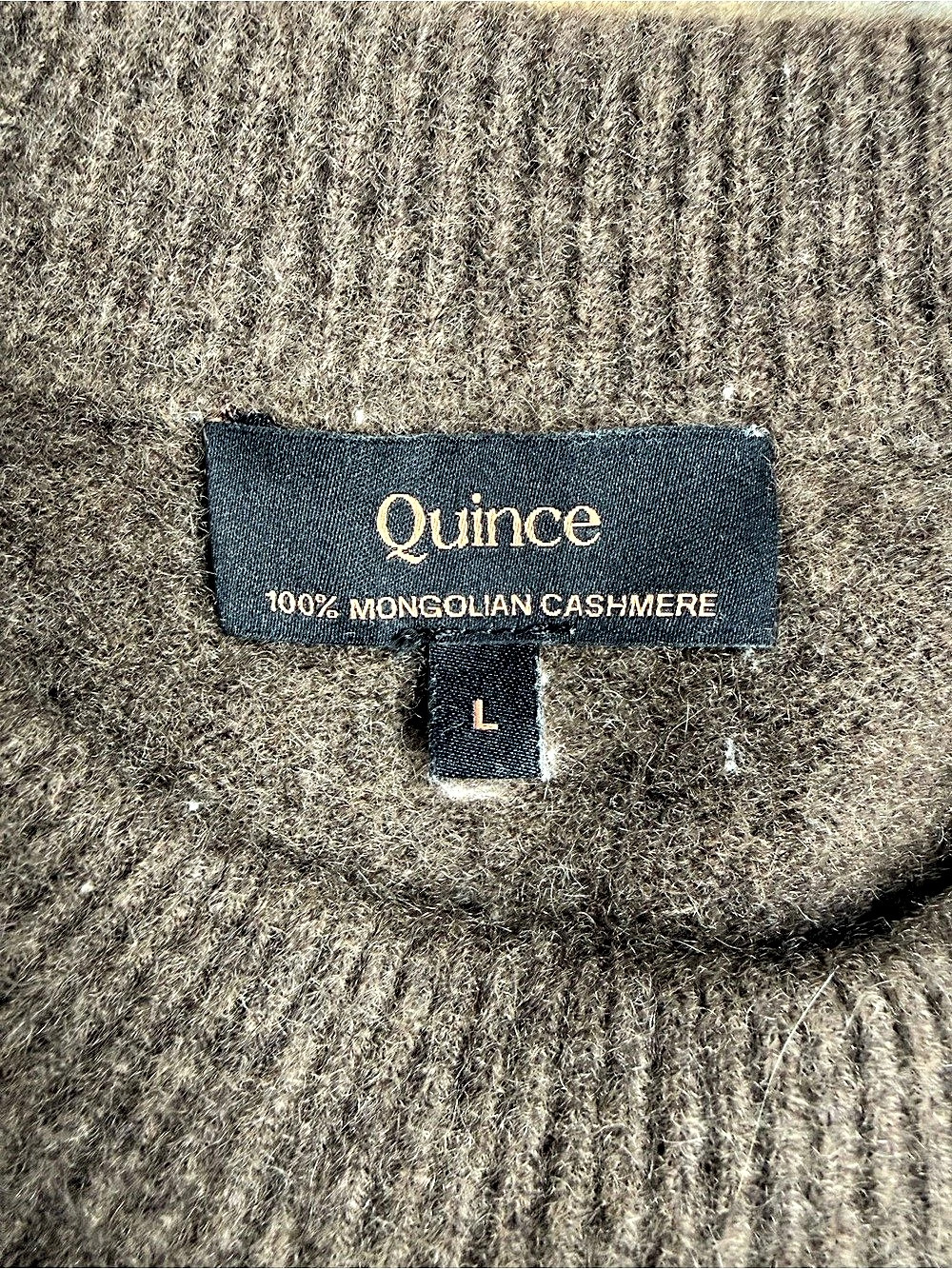 Quince Luxe Mongolian Cashmere Crewneck Sweater, Brown, Size Large - Picture 4 of 9